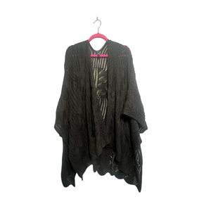 Torrid Crochet Knit Black Kimono One Size